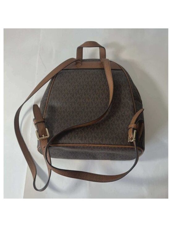 Michael Kors Abbey Medium Backpack Brown Multi‎ Logo Yellow Stripe NEW main image 7